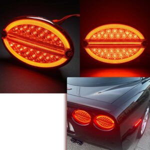 NJSBYL Corvette LED Tail Turn Signal Light Assembly For Chevy C5 1997 1998 1999 2000 2001 2002 2003 2004 Corvette C5 Smoked Lens Rear Bumper Left Right Side Taillights Driving Running Brake Lamps