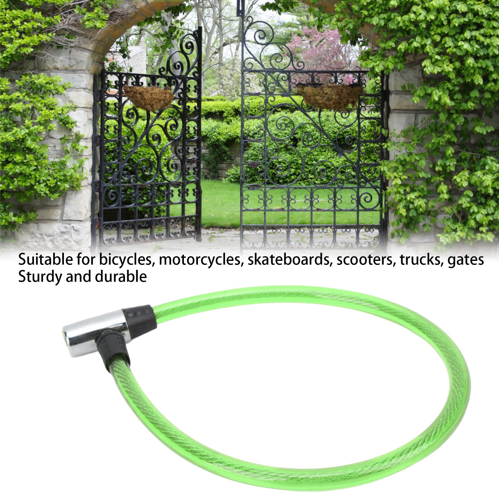 SPYMINNPOO Bike Lock Cable with Key Steel Wire Portable Cable Lock Security Bike Lock for Bike Motorcycle Gate 3 Colors(Green)