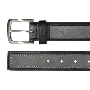 Nautica Mens Bold Fashion And Dress Leather With Metal Buckle Belt, Casual Overlay - Grey, 34 Inch US