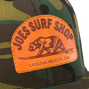 Joe's Surf Shop Surfing Bear Flat Bill Snapback Trucker Hat-Camo