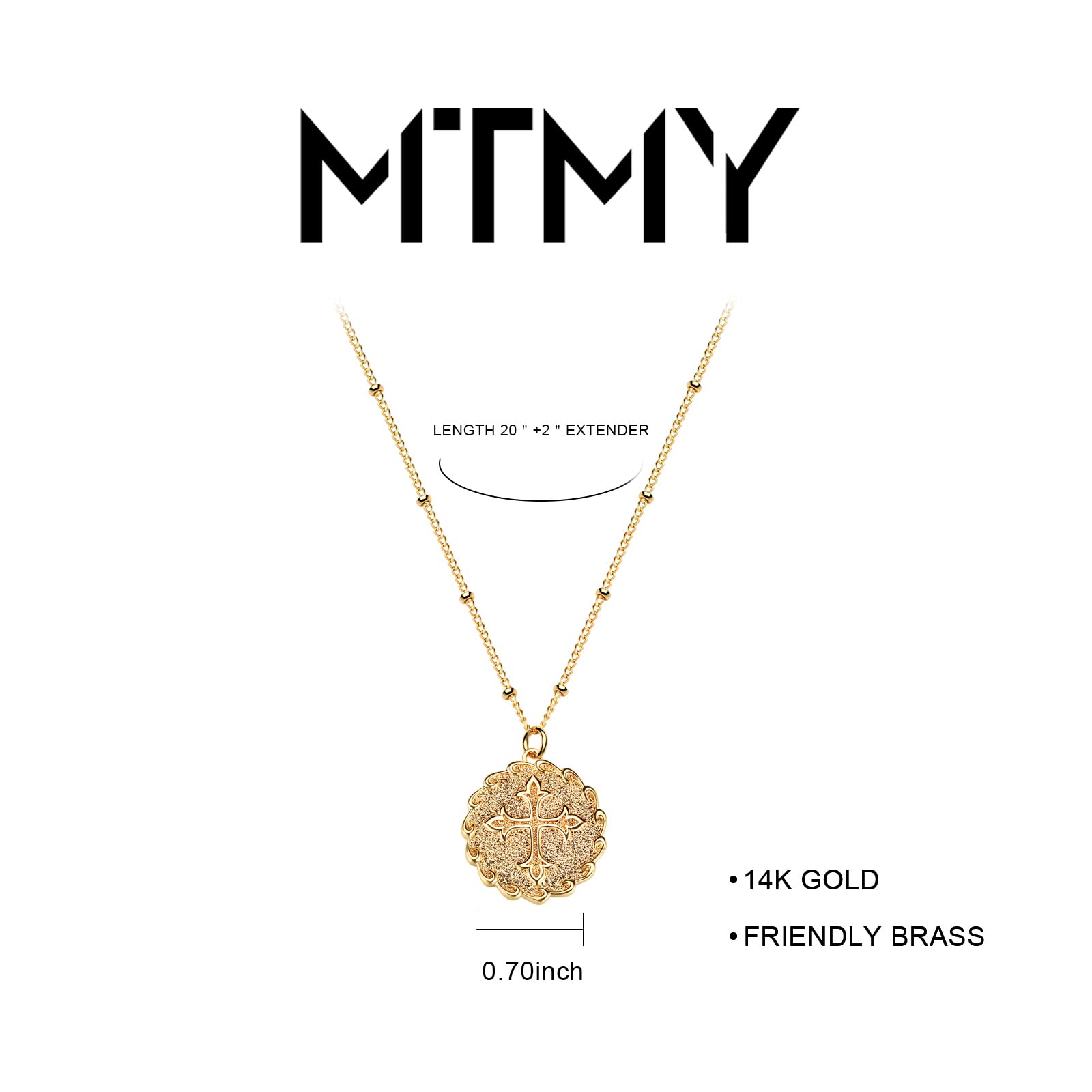 MTMY Gold Cross Necklace 14K Gold Plated Dainty Gold Cross Pendant Necklace for Women Delicate Necklace Jewelry (cross 27)