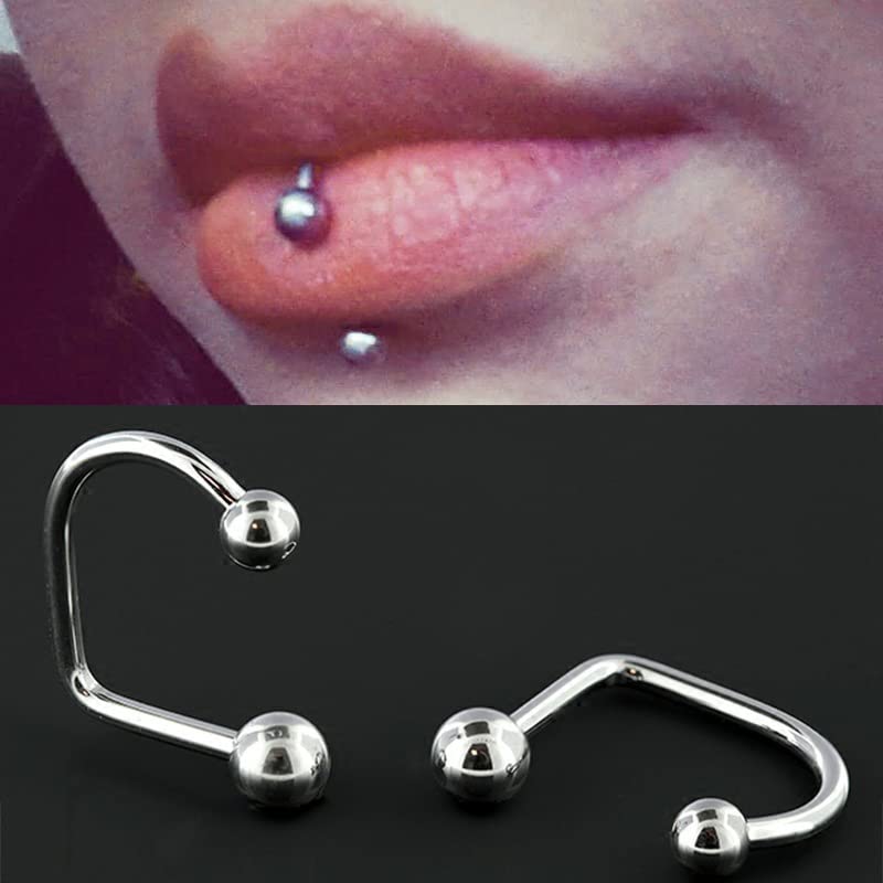 HUASAI Medusa Piercing Jewelry Stainless Steel Monroe Lip Rings for Women U Shaped Ball Tragus Cartilage Earrings Punk Pierced Body Jewelry Set(3 Pcs)