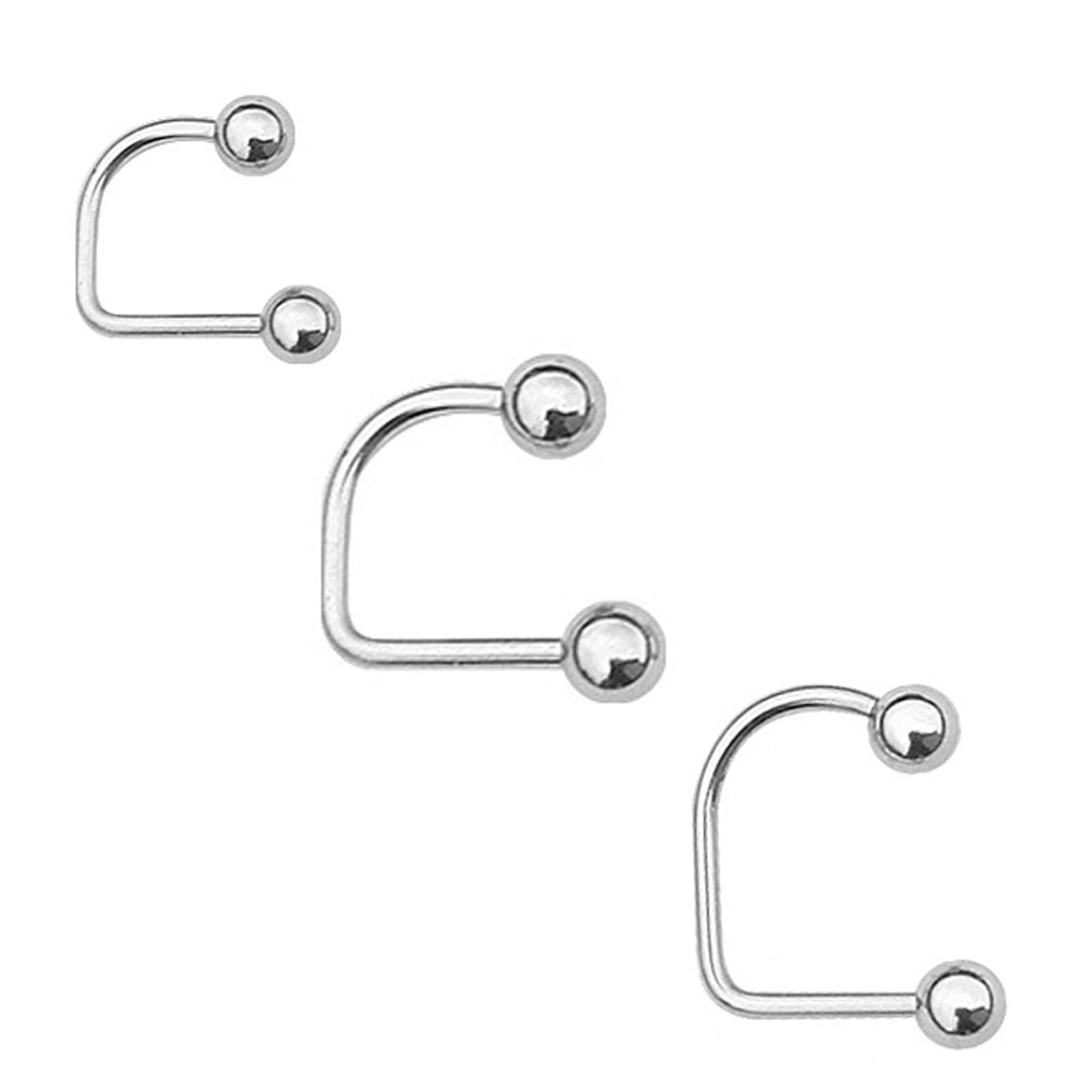 HUASAI Medusa Piercing Jewelry Stainless Steel Monroe Lip Rings for Women U Shaped Ball Tragus Cartilage Earrings Punk Pierced Body Jewelry Set(3 Pcs)