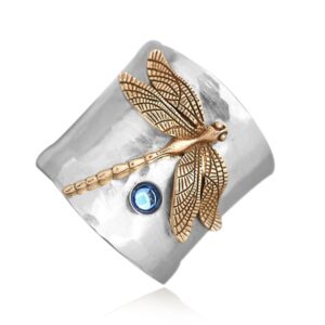 dragonfly full finger wide bands ring for women girls,s925 sterling silver animal insect engraved cocktail party punk ring,wide chunky thumb index finger statement boho ring jewelry (ring_a, 9)