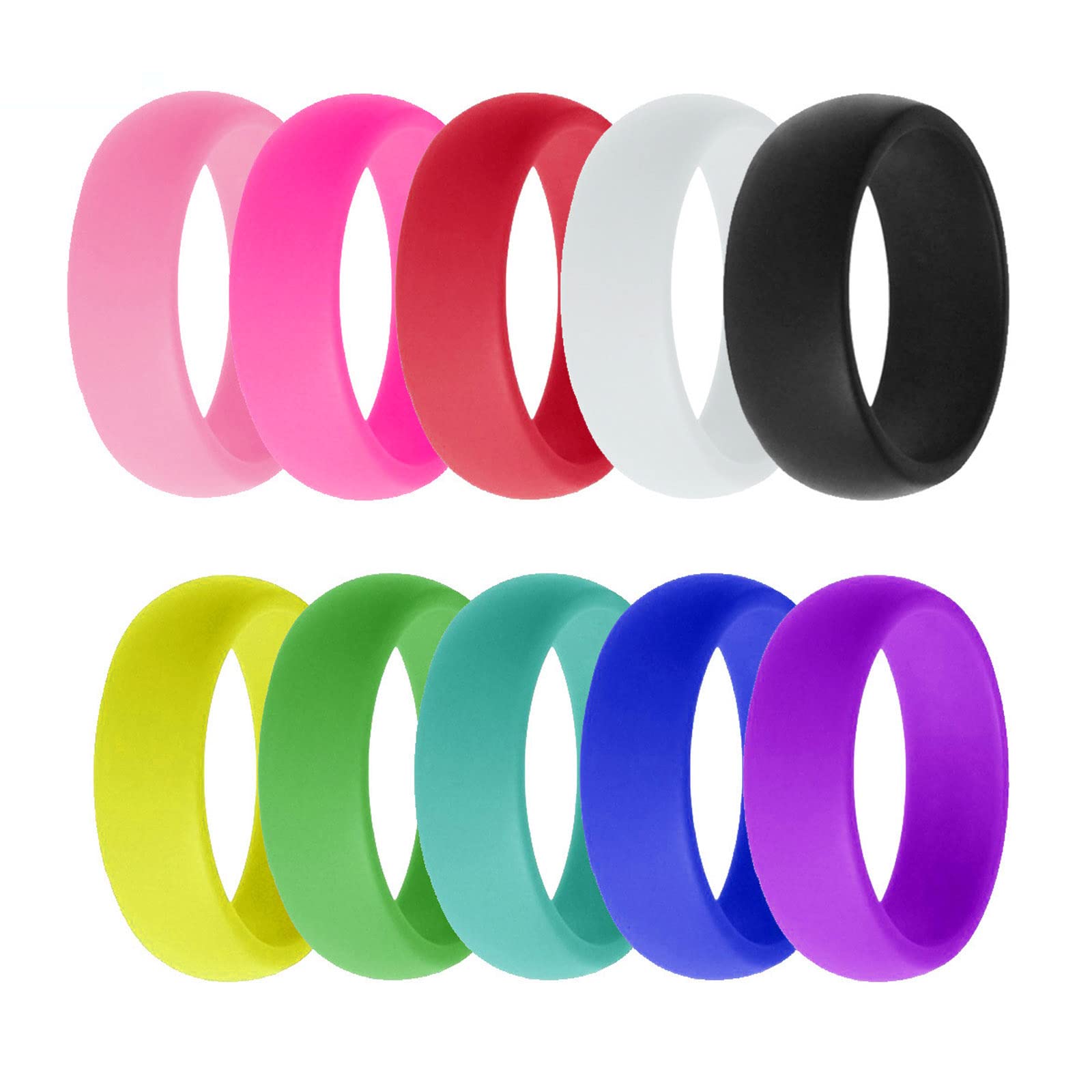 YOFANST 10 Pack Colorful Silicone Band Ring for Women Breathable Durable Rubber Bands Size 9