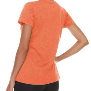 TACVASEN Women's Running Short Sleeve Quick Dry Shirts Athletic Workout Running T-Shirt Women Orange,L