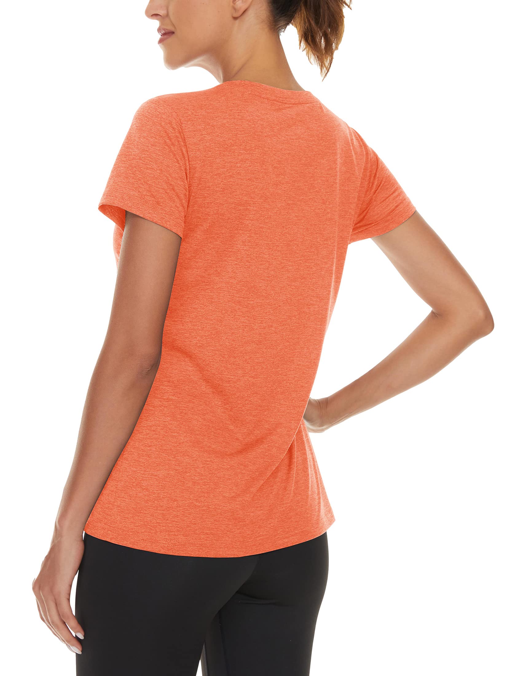 TACVASEN Women's Running Short Sleeve Quick Dry Shirts Athletic Workout Running T-Shirt Women Orange,L