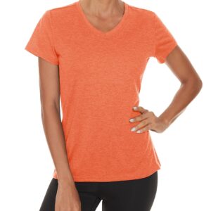 TACVASEN Women's Running Short Sleeve Quick Dry Shirts Athletic Workout Running T-Shirt Women Orange,L