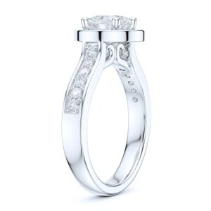 PRSTANI Sterling Silver 1CT Simulated Round Brilliant Cut Diamond Halo Promise Engagement Ring (7)