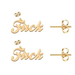 Fuck Personalized Name Stud Earrings Customized Any Name Studs Mother Day Christmas Gift Jewelry for Women