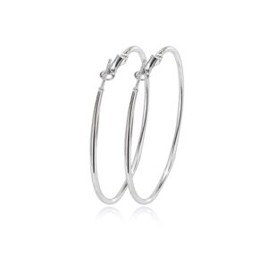 VONALA 925 Sterling Silver Circle Endless Hoop Earrings - Jewellery for Women 65MM