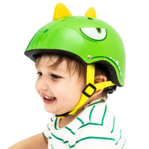 RoyalBaby Kids Bike Helmet Toddler to Youth Sizes for Boys Girls Dinosaur Helmet Green Dino Helmets for Multi-Sport