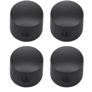 Rubatone Metal Guitar Knobs Dome Control Knobs with Black Knurled Barrels 6mm Split Shafts for Telecaster Stratocaster Electric Guitar or Bass Guitar Set of 4pcs.