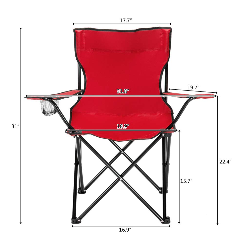 Guangshuohui Camping Folding Chair,Portable Folding Chair with Arm Rest Cup Holder and Carrying and Storage Bag for Outdoor, Camp, Indoor, Patio, Supports 330lbs (Red, Modern)