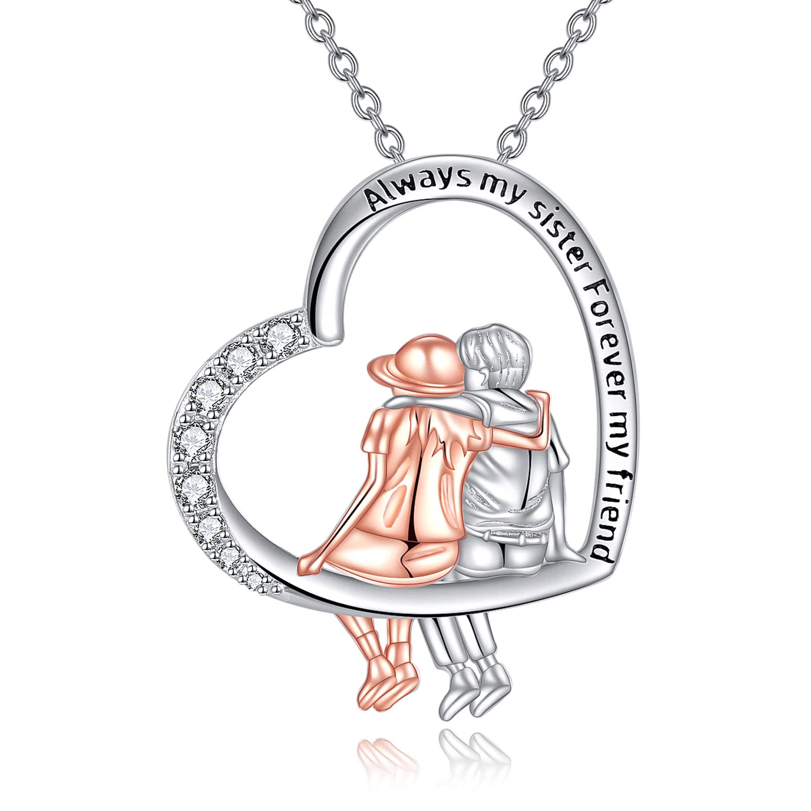 WINNICACA Sister Birthday Gifts Best Gifts for Sister from Brother Sterling Silver Sister Necklace Always My Sister Forever My Friend Jewelry to My sister Gifts for Sister Birthday from Brother