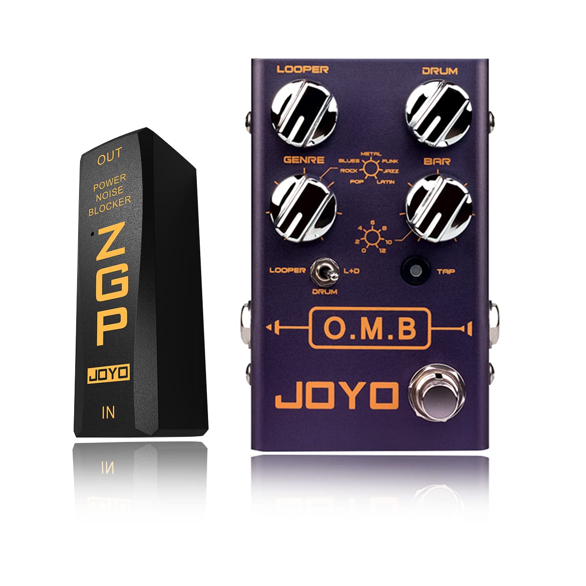 JOYO R-06 O.M.B Looper & Drum Machine Pedal Bundle with JP-06 Noise Blocker Pedal Power Supply