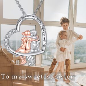 WINNICACA Sister Birthday Gifts Best Gifts for Sister from Brother Sterling Silver Sister Necklace Always My Sister Forever My Friend Jewelry to My sister Gifts for Sister Birthday from Brother