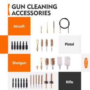 Raiseek Universal Gun Cleaning Kit for Rifle Pistol Shotgun Cleaning Kit for All Guns with Lightweight Organized Carrying Case Gun Cleaning Supplies Gun Plastic Jags and Brushes with Cleaning Mat