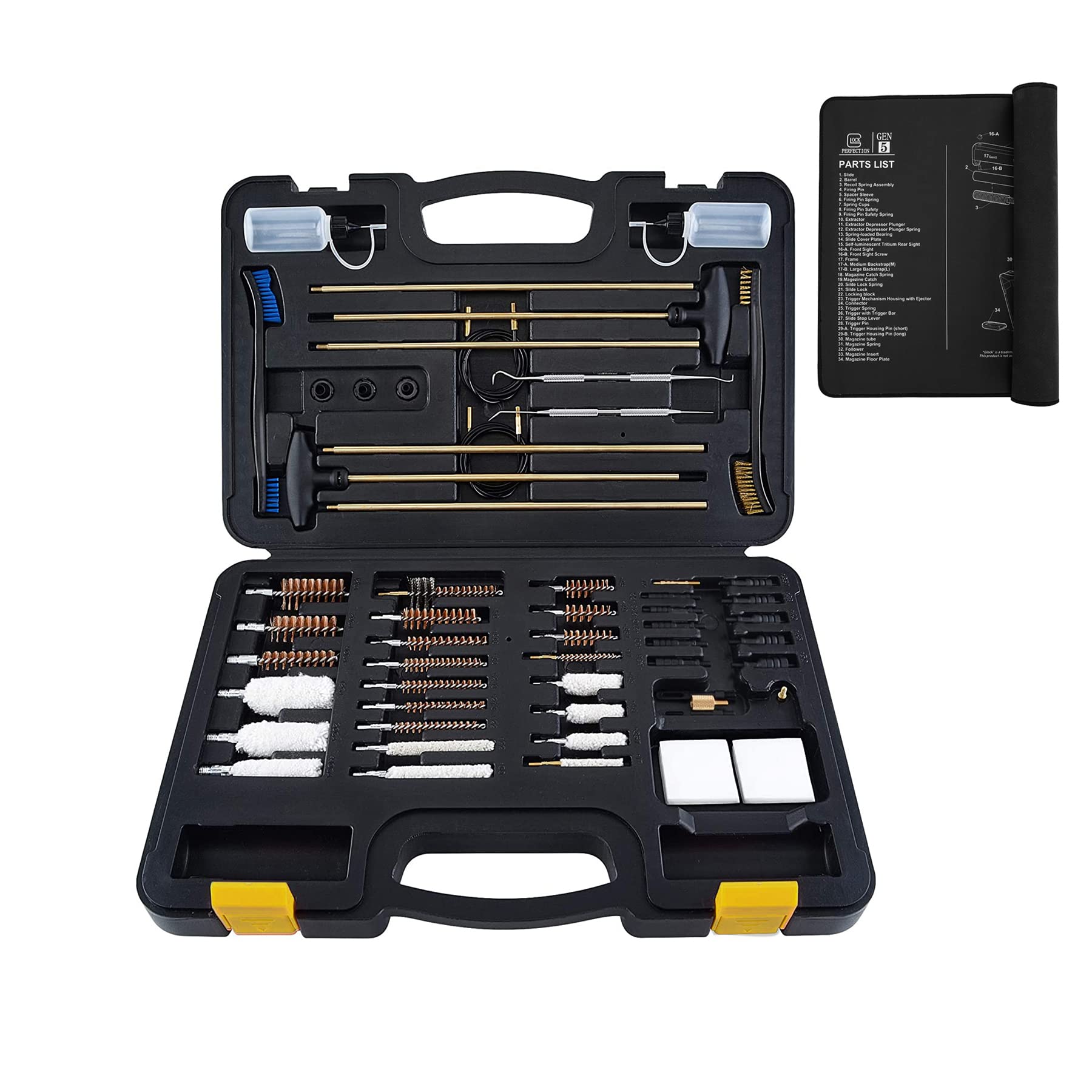 Raiseek Universal Gun Cleaning Kit for Rifle Pistol Shotgun Cleaning Kit for All Guns with Lightweight Organized Carrying Case Gun Cleaning Supplies Gun Plastic Jags and Brushes with Cleaning Mat