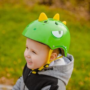 RoyalBaby Kids Bike Helmet Toddler to Youth Sizes for Boys Girls Dinosaur Helmet Green Dino Helmets for Multi-Sport