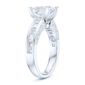 PRSTANI Sterling Silver 1.5ct Classic Filigree Pattern Simulated Princess Cut Diamond Promise Engagement Ring (6.5)