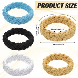 4 Pieces Sailor Knot Bracelet Nautical Rope Cotton Bracelet Large Braided Bracelet White Black Blue Brown Fisherman Bracelet for Men Women Handmade Woven Friendship Bracelets Nautical Jewelry Set