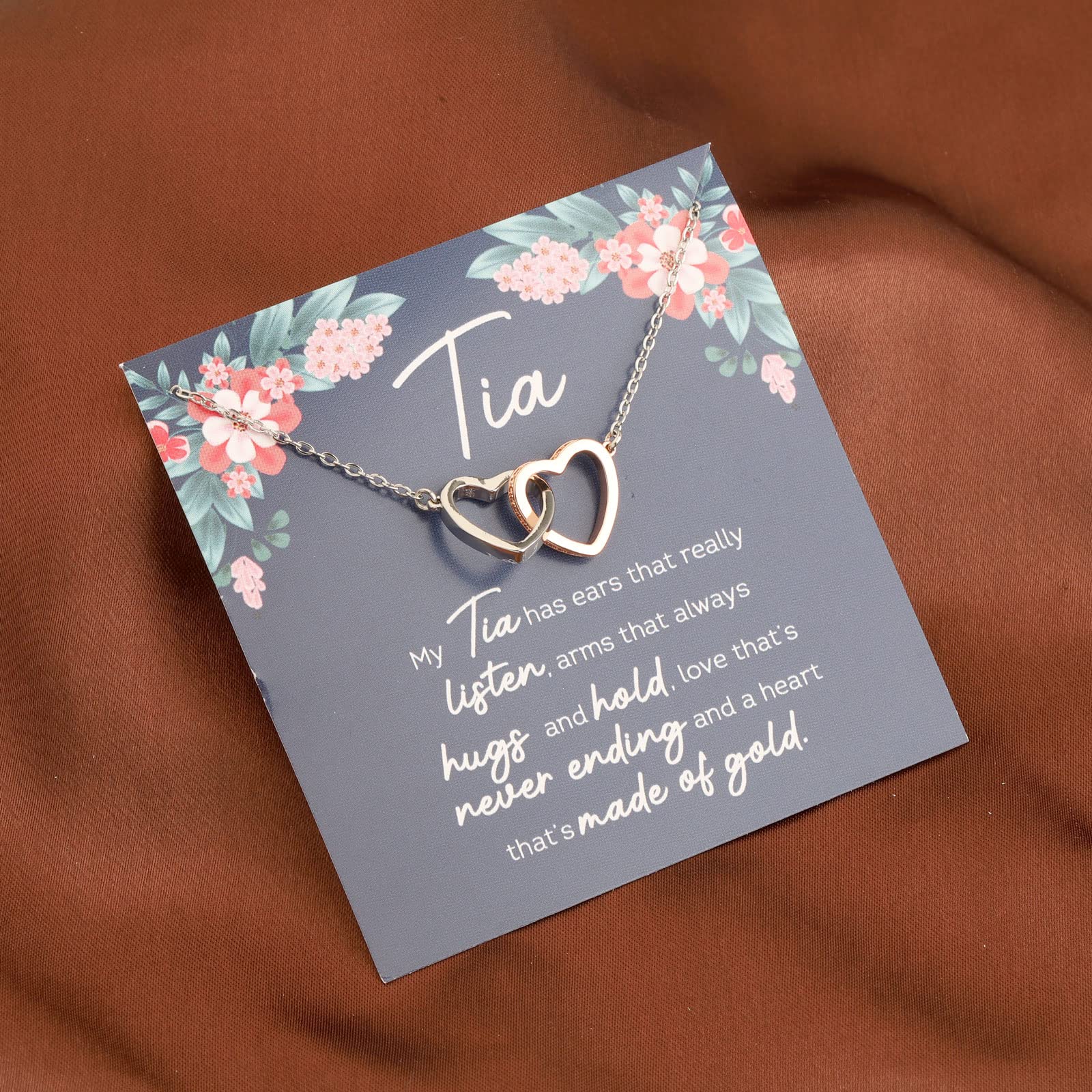 Lywjyb Birdgot Tia Gift Auntie Gift Best Tia Ever Gift from Niece Nephew Gift for Tia (tia necklace card)