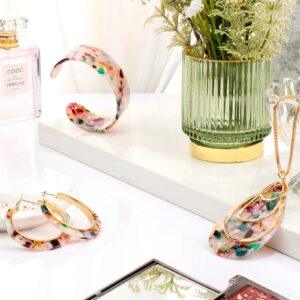 Kenning 4 Pcs Acrylic Jewelry Set for Women Statement Boho Resin Earrings Necklace Bracelet Stylish Jewelry Set for Women(Water Drop)