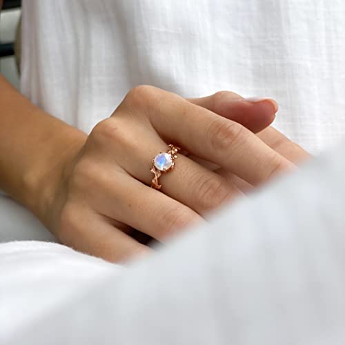 Genuine Moonstone Promise Ring for Women 14kt Gold by ASANA - Vintage Moonstone Ring Twig 14kt Rose Gold Sterling Silver Moonstone Promise ring - Crystal Rings, Gemstone Statement Ring, Moonstone Ring