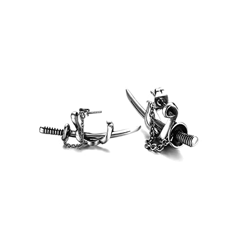 Nsitbbuery Hip Hop Nightclub Bar Knife Chain Dangle Earrings Sword Stud Earrings