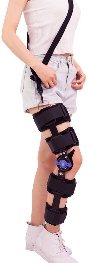 Hinged Knee Brace ROM Knee Brace For Arthritis Joint Pain Meniscus Tear For Knee Injury Recovery Relieve Knee Burden Length Angle Adjustment Carbon Fiber Material Adjustable Knee Immobilizer