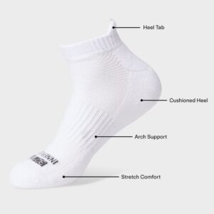 32 DEGREEES Men's 6 Pack Comfort Ankle Socks | Anti-Odor | Cushioned Heel | Arch Support | Active | Casual | Work, Black, Medium