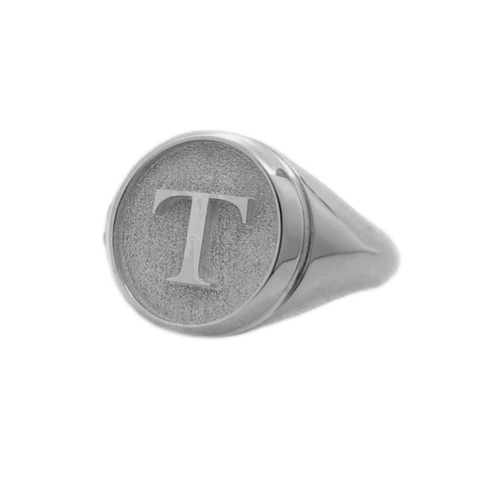 Elefezar 925 Sterling Silver Personalized Raised Engraved Initial Ring Custom Letter Signet Pinky Rings Silver