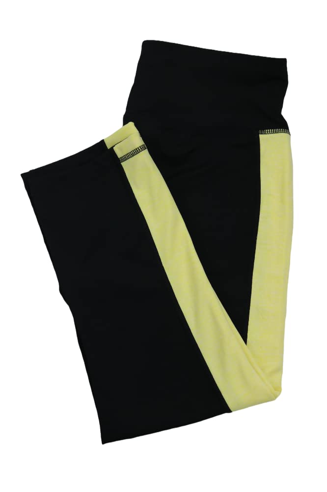 Ideology Colorblocked Cropped Leggings, Small (Noir English Yellow)