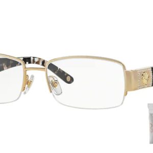 Versace VE1175B 1002 53MM Gold/Gold Rectangular Eyeglasses for Women + BUNDLE With Designer iWear Eyewear Kit