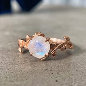 Genuine Moonstone Promise Ring for Women 14kt Gold by ASANA - Vintage Moonstone Ring Twig 14kt Rose Gold Sterling Silver Moonstone Promise ring - Crystal Rings, Gemstone Statement Ring, Moonstone Ring