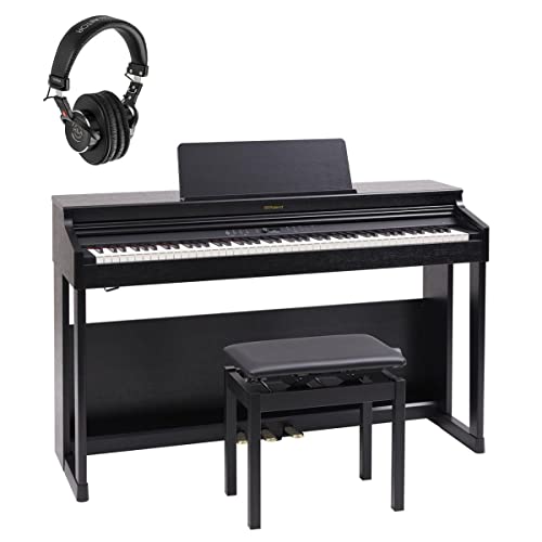 Roland RP701 88-Key SuperNATURAL Classic Digital Piano, with Bench & Stand, Black Bundle with Studio Monitor Headphones