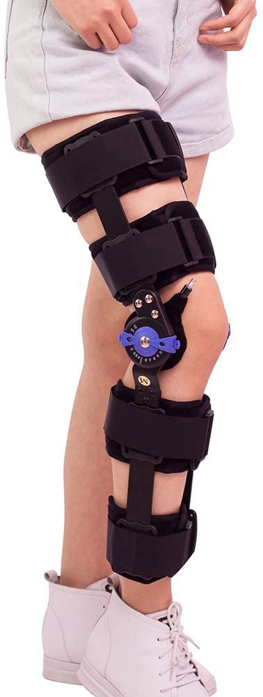 Hinged Knee Brace ROM Knee Brace For Arthritis Joint Pain Meniscus Tear For Knee Injury Recovery Relieve Knee Burden Length Angle Adjustment Carbon Fiber Material Adjustable Knee Immobilizer