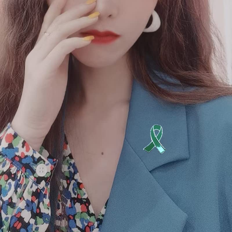 Green Ribbon Awareness Pin 20 Pcs Mental Health Awareness Brooch Hope Enamel Lapel Pins