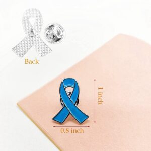 Blue Ribbon Pin 20 Pcs Colon Cancer Prostate Cancer Awareness Pin Blue Brooch Enamel Lapel Pins