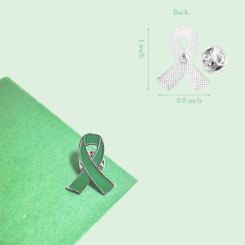 Green Ribbon Awareness Pin 20 Pcs Mental Health Awareness Brooch Hope Enamel Lapel Pins