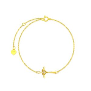 ydd 14k solid gold cross bracelet for women cross bracelets jewelry for women gold heart cross bracelet jewelry gift for her 6.5''-8.5''