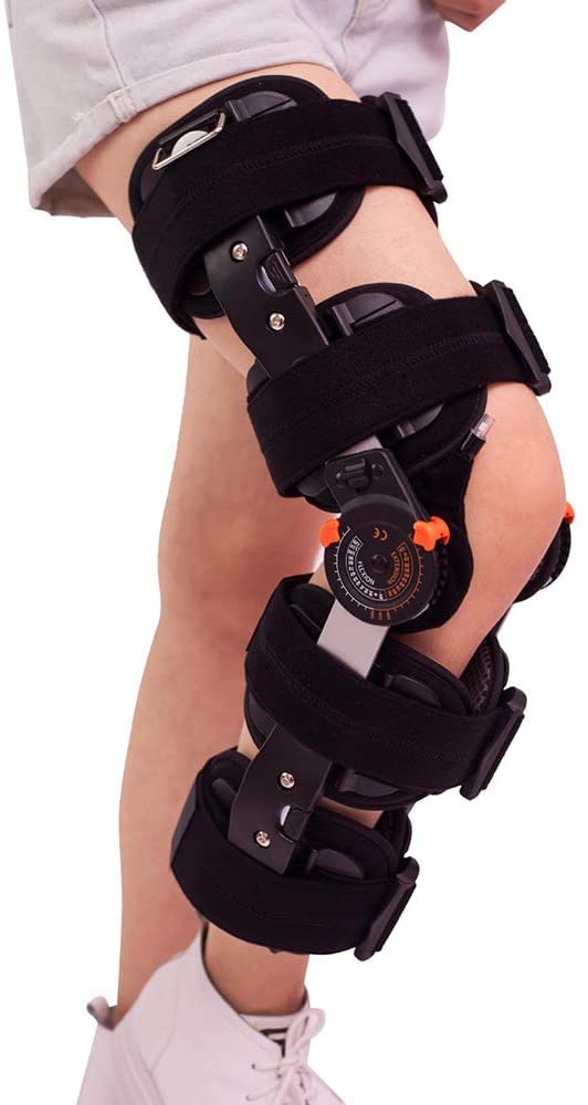 Hinged Knee Brace ROM Knee Brace Adjustable Knee Orthosis Support Brace Joint Injury Splint Support Bone Orthosis Fracture Fixed Ligament Care Knee Support Pain Hinged Brace Adjustable Knee Immobilize