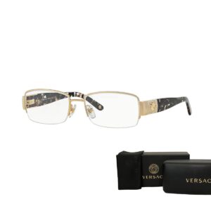 Versace VE1175B 1002 53MM Gold/Gold Rectangular Eyeglasses for Women + BUNDLE With Designer iWear Eyewear Kit