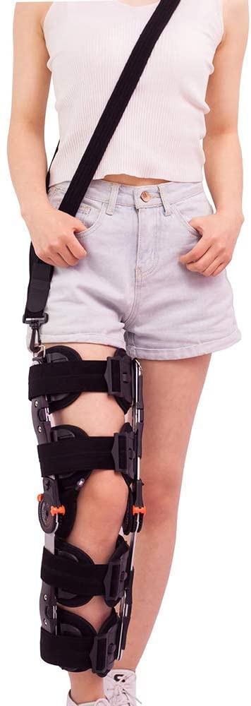 Hinged Knee Brace ROM Knee Brace Adjustable Knee Orthosis Support Brace Joint Injury Splint Support Bone Orthosis Fracture Fixed Ligament Care Knee Support Pain Hinged Brace Adjustable Knee Immobilize