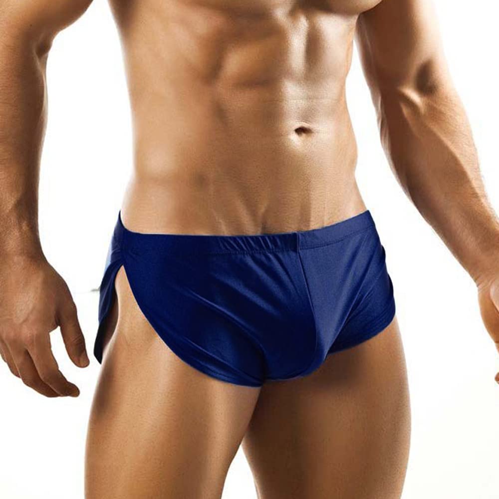 Mens Boxer Briefs with Large Split Sides No Inner Lining Color Navy Blue Size L