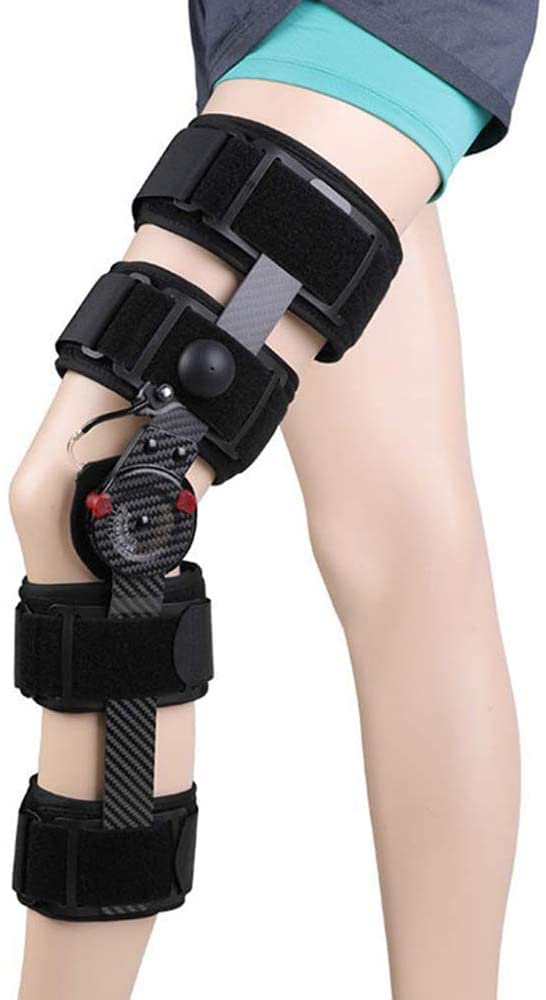 Hinged Knee Brace ROM Knee Brace Knee Orthosis Adjustable Joint Support Fracture Fixed Guard Helps Stabilized Knee for Arthritic ACL Meniscus Tear Sports Injuries Adjustable Knee Immobilizer