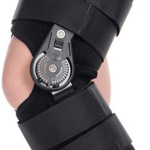 ROM Knee Brace Hinged Knee Brace Aluminium Adjustable Hinged Knee Joint Immobilizer Patella Knee Fixing Pad Sleeve Knee Splint Ligament Sport Injury Arthritis Pain Relief Adjustable Knee Immobilizer