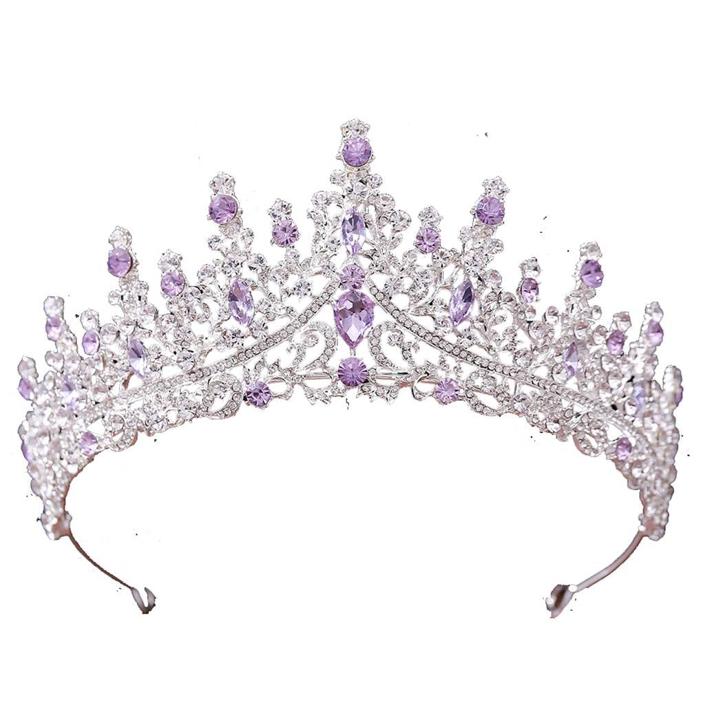 Birthday Party Queen Tiaras Crowns for Women Lavender Shiny Gothic Wedding Anniversary Headbands,4