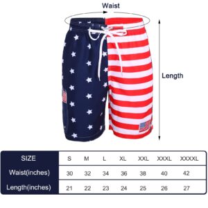 Yahenda 4th of July Shorts Mens USA American Flag Shorts Mens Swim Trunks with Headband Sunglasses Red Blue White Pants(2 X-Large)